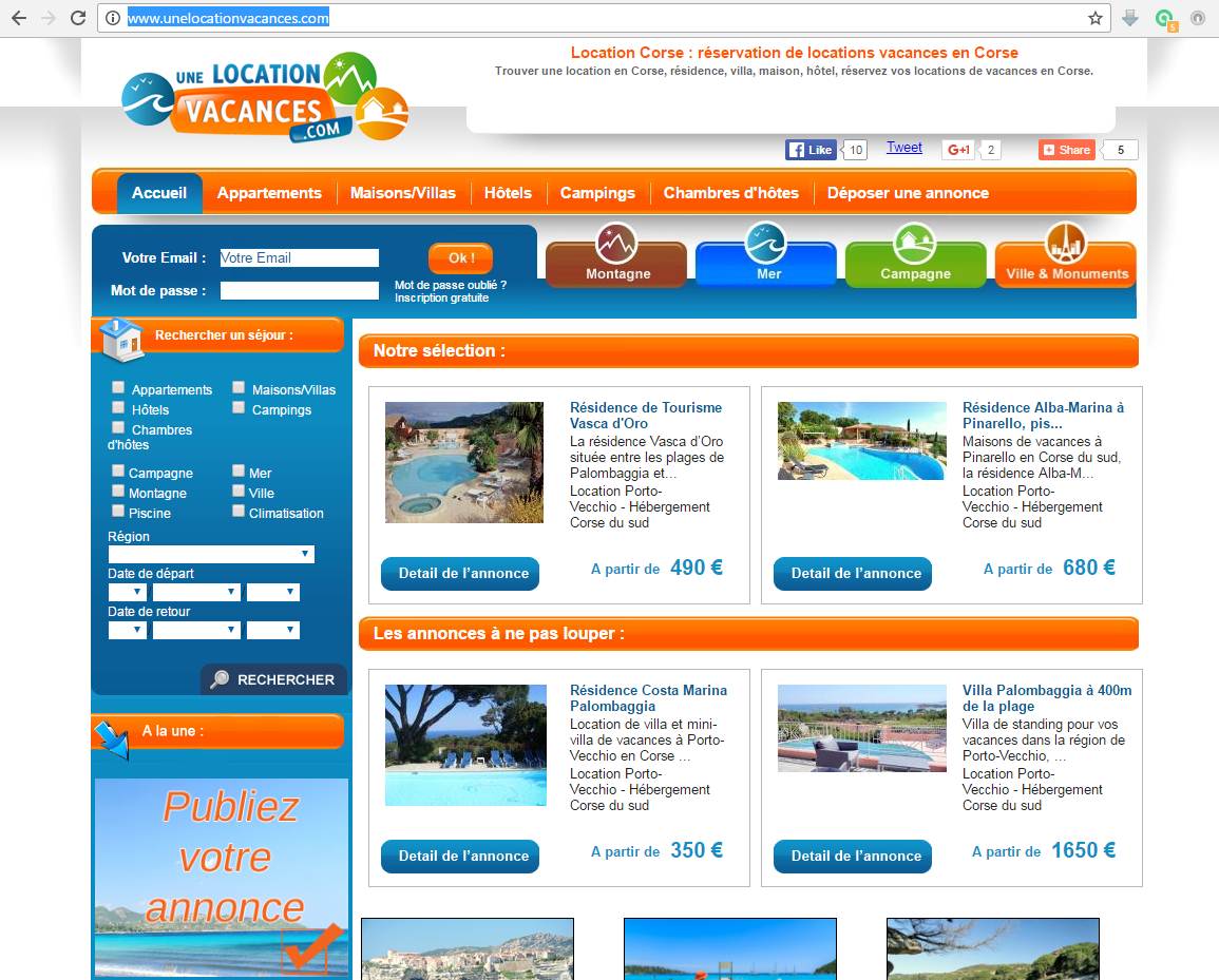 Location en Corse